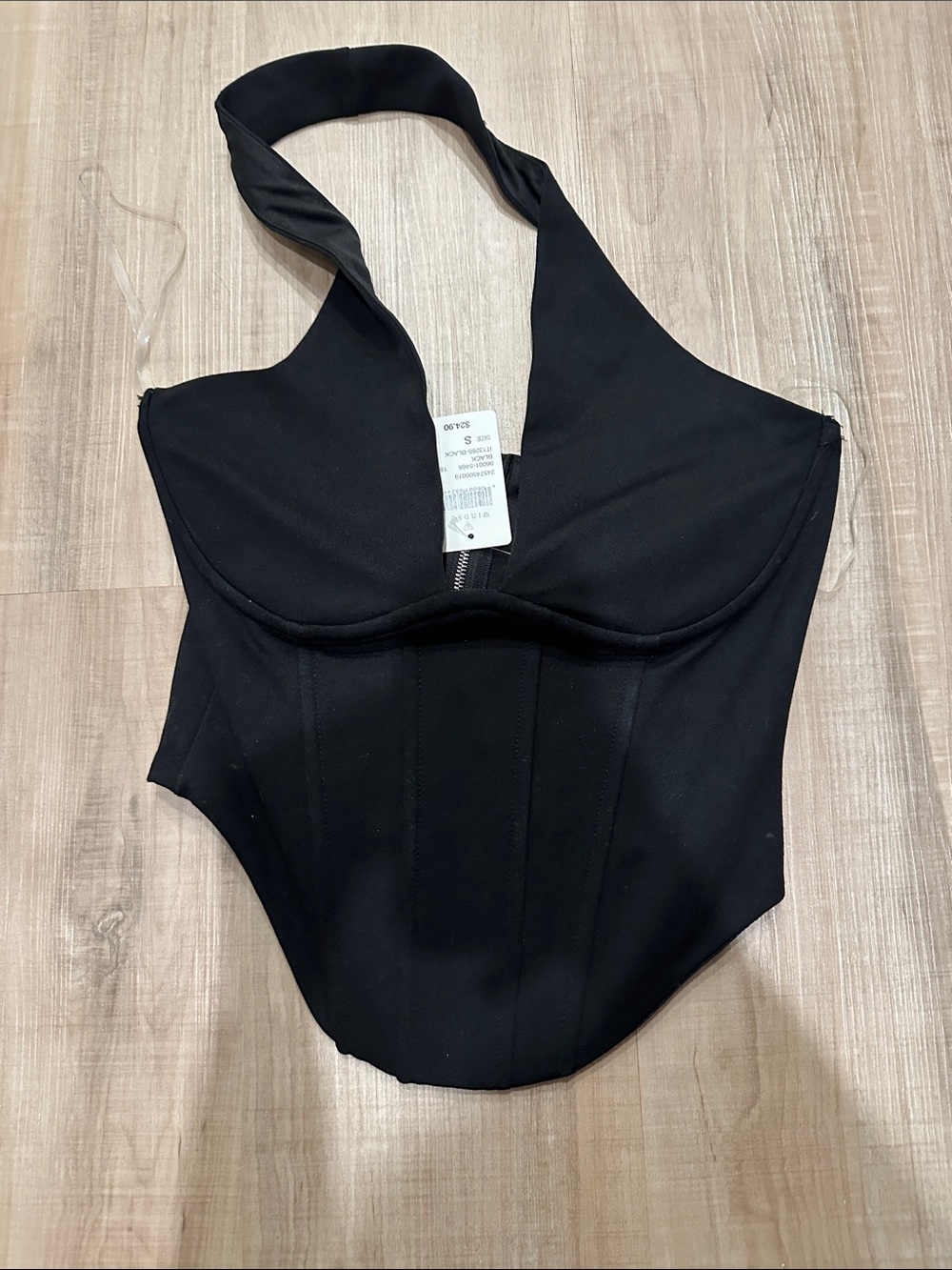 Windsor Black Halter Corset-Style Crop Top